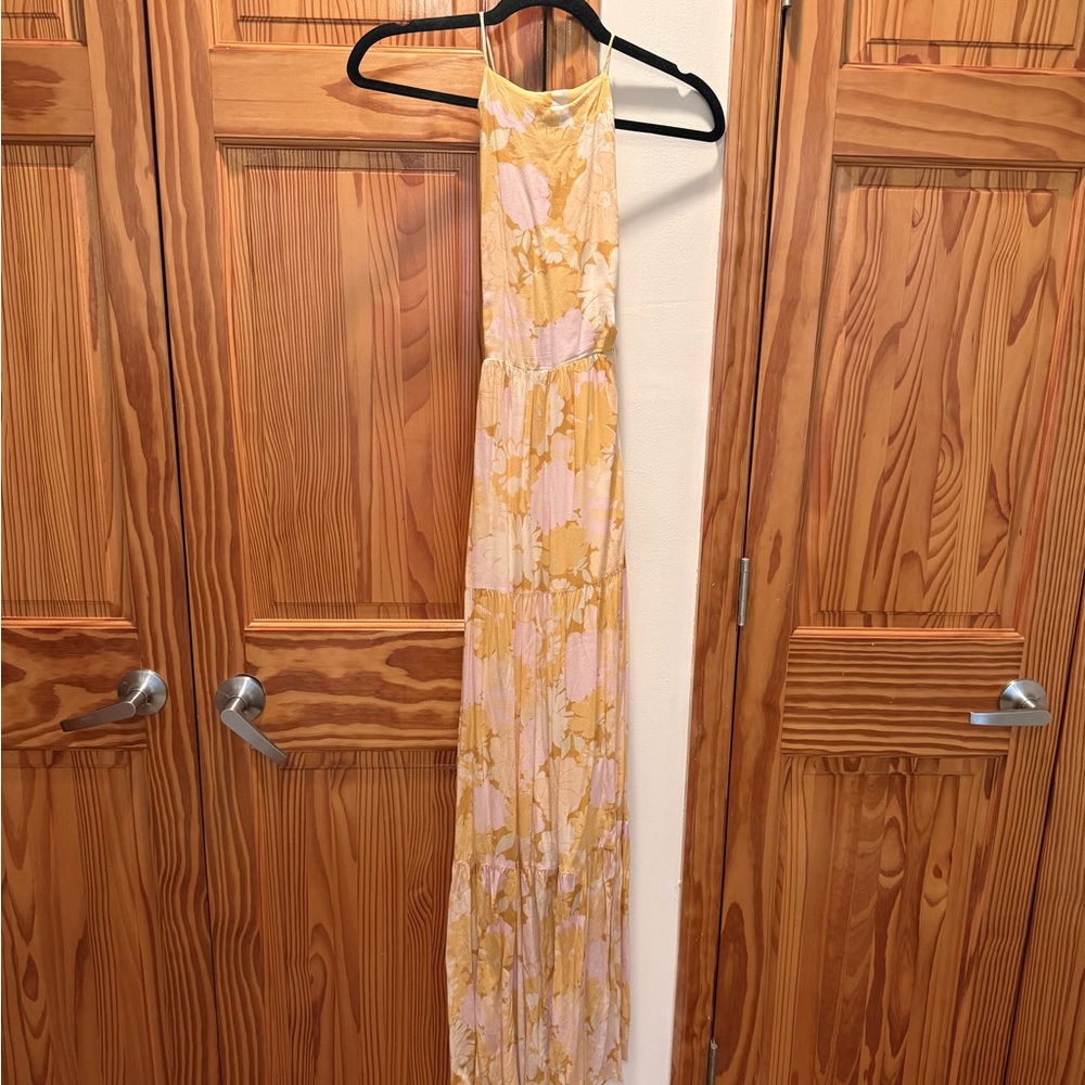 MINKPINK Yellow and Cream Floral Maxi Dress